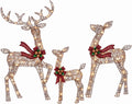 NAVINE 4.85FT 3-Piece Large Lighted Christmas Deer Family Set, Rttan