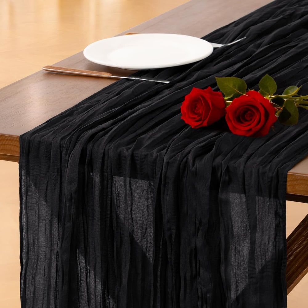 Black Table Runner Halloween Fall Cheesecloth Wedding Birthday Party Decor