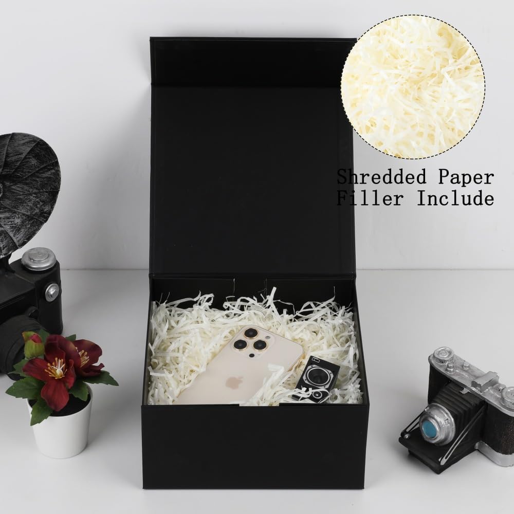Black Magnetic Gift Box 15 Pack Magnetic Boxes for Gifts, 8X8X4 Inch