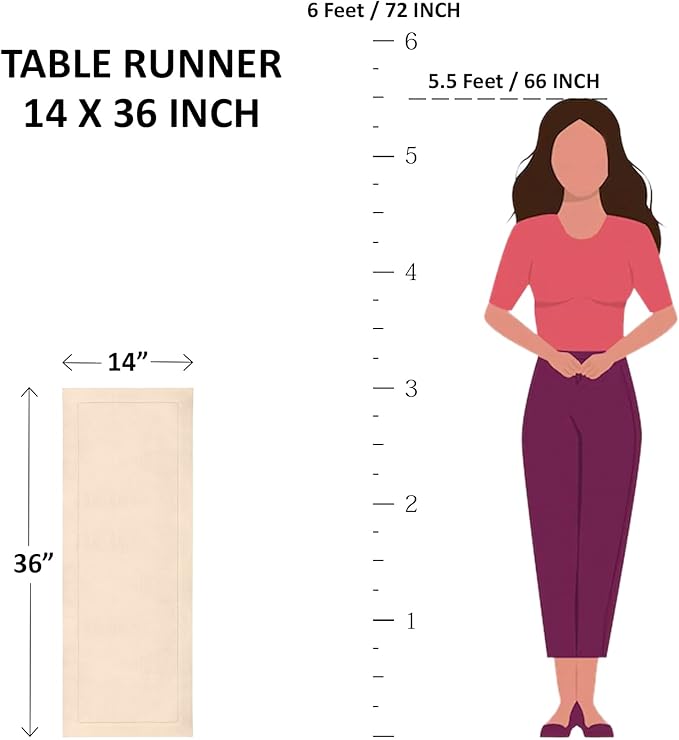 Solino Home Linen Light Natural Table Runner 36 Inches - Classic Hemstitch, 100% Pure Linen Coffee Table Runner 14 x 36 Inch Ideal for Dresser Tables - Fall, Autumn, Halloween, Thanksgiving, Christmas