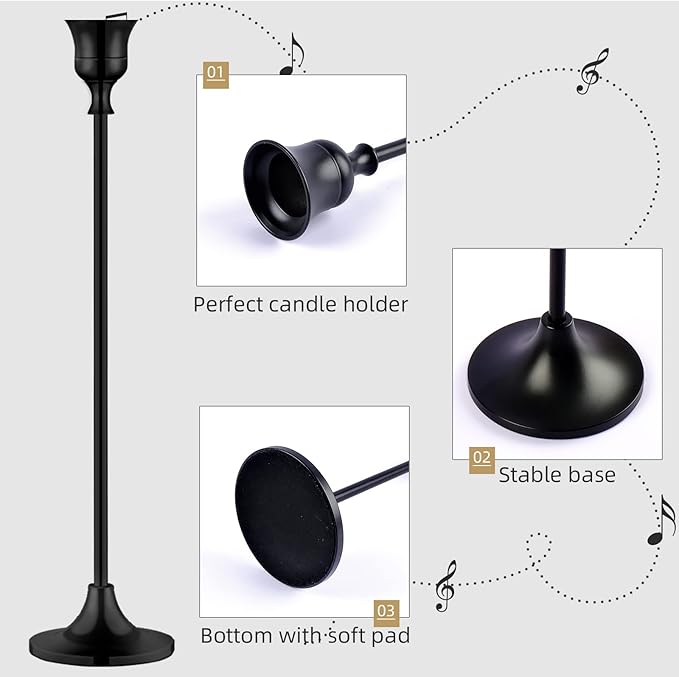 Candlestick Holders,Taper Candle Holder for Candlesticks Black Candelabra Candle Holders Vintage Candle Stick Candle Holder for Fireplace Party Dining Home (Set of 6)