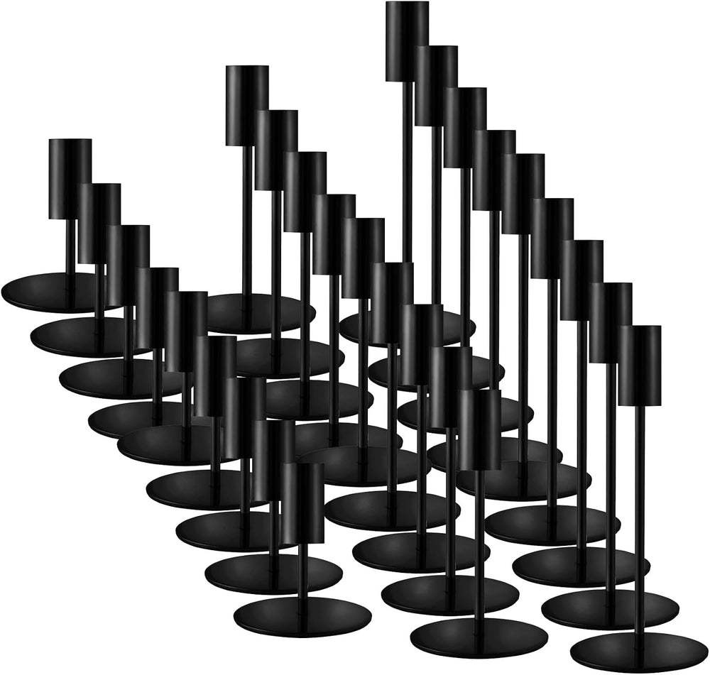 Black Candlestick Holders Bulk, Taper Candle Holders 27Pc, 3 Heights