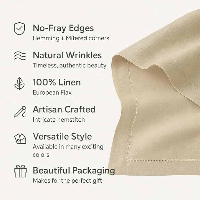 100% Pure Linen Green Table Runner 14 x 36 Inch - Small Hemstitch Christmas Table Runner - Cloth Fabric Runner for Thanksgiving, Winter, New Year - Elara