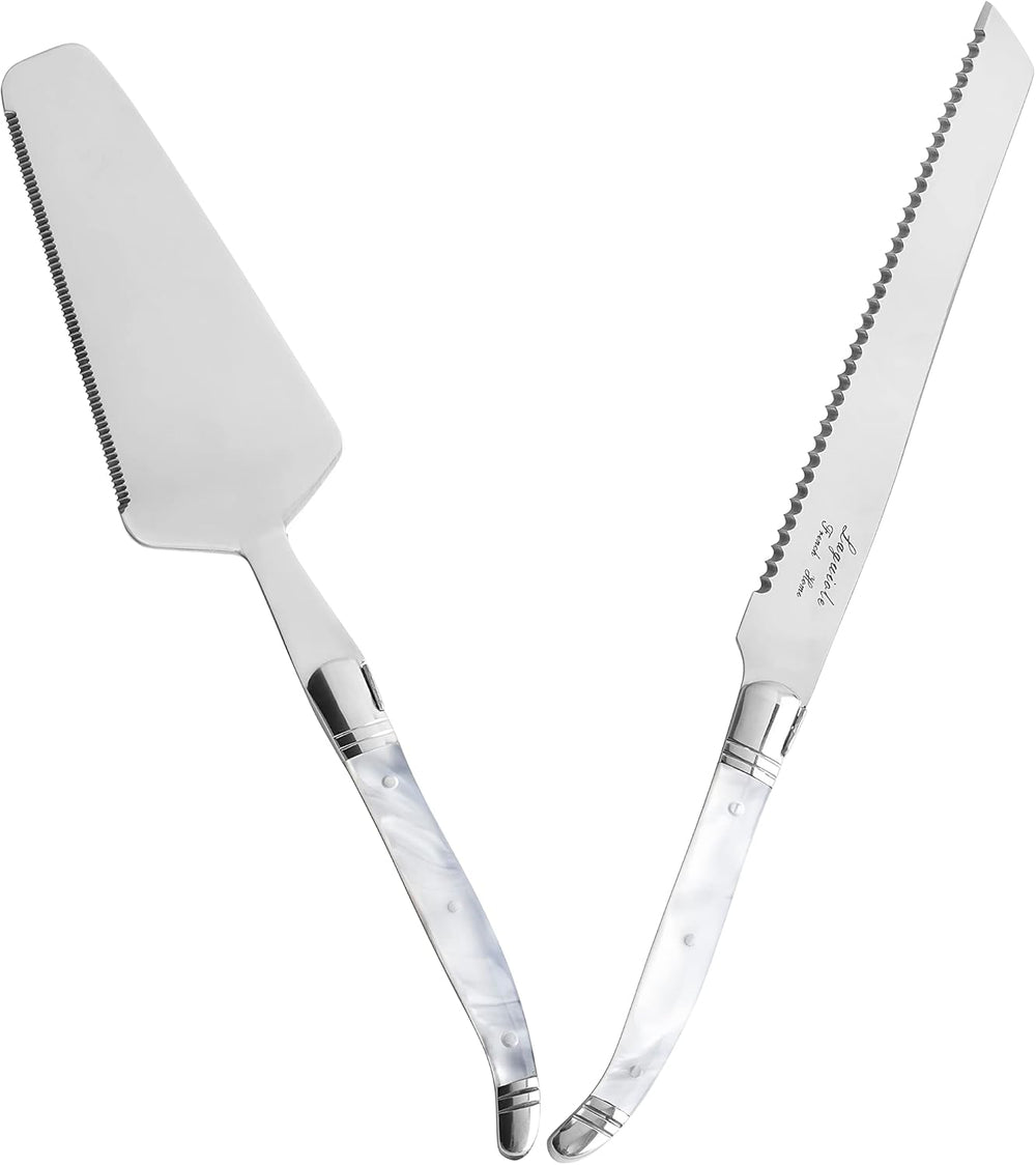 French Home Connoisseur Laguiole Cake and Pie Server Set, Pearl White