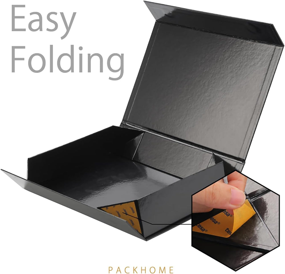 6 Black Gift Boxes 11.5x8x2.5in with Magnetic Lids for Shirt