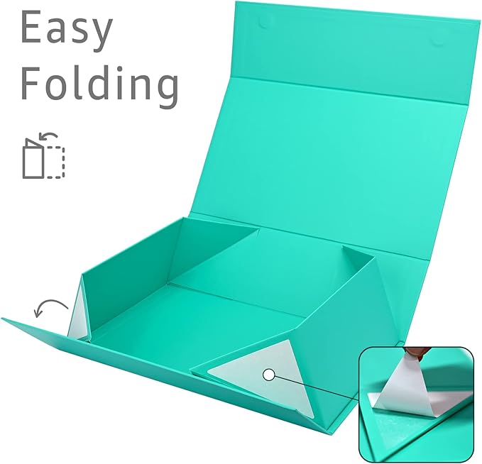LIFELUM Large Gift Boxes with Lids,5 Pack 13.85 x 8.35 x 4.45 inch Rectangle Collapsible Gift Boxes with Ribbon,Card,Shredded Paper Filler Gift Boxes for Presents,Christmas,Birthdays