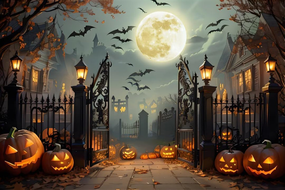 20x10ft Halloween Backdrop for Halloween Party Decorations Scary Full Moon Ni...