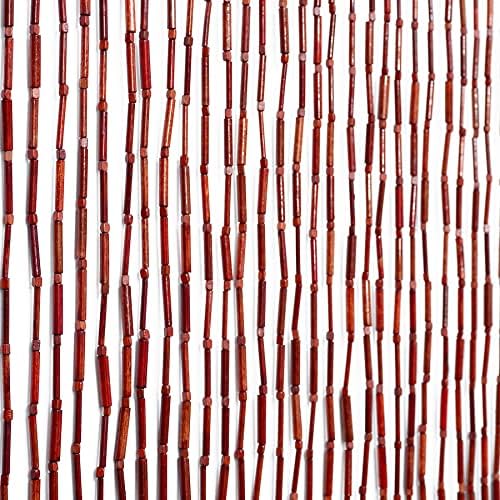 Natural Dark Brown Bamboo Beaded Curtain Room Divider Plain Design-Bamboo and Wooden Doorway Beads-Boho Bohemian Curtain 38 Strands 36" Wx78 H