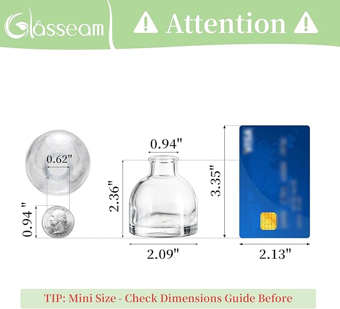 Glasseam Mini Bud Vases in Bulk 40: Clear Small Flower Vases for Centerpieces Cute Tiny Glass Vase for Flowers Modern Decorative Wedding Table Centerpiece for Dining Room Decor