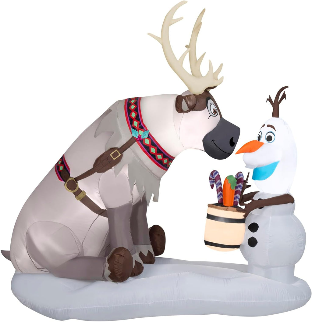 Gemmy Christmas Inflatable Olaf and Sven Scene, 7 ft Tall, Multi
