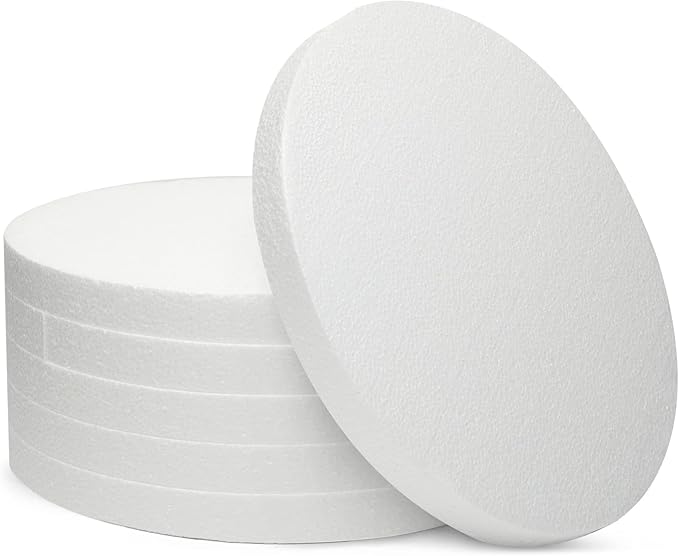 Juvale Thick Foam Discs - 12 x 12 x 1 In, White, 6-Pack - Circle Foam for Flowers Bouquet & DIY Craft Projects