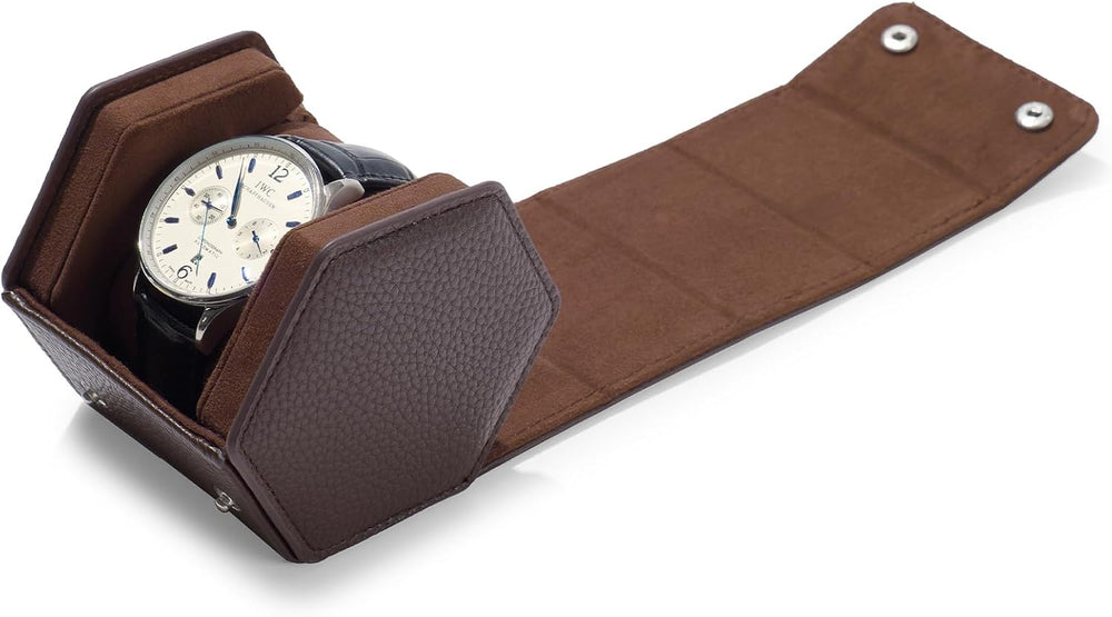 Oirlv Single Watch Box Brown Hexagonal