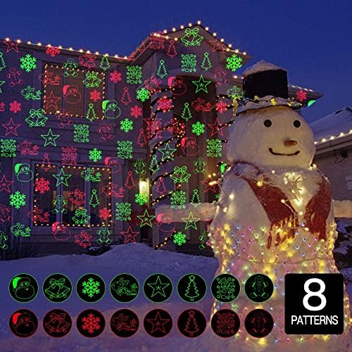 christmas laser projector lights, 8 patterns led projection shown in use