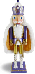 Nutcracker Ballet Gifts, Nutcracker Christmas Ornaments, Wooden Figure Decoration with Rose Gold Glitter Uniform for Holiday Home Decor, 15 Inch, White Nutcracker King Style 3