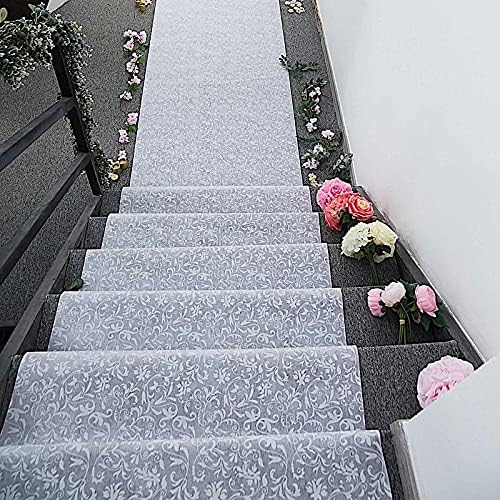 BalsaCircle 50 feet White Lace Floral Aisle Runner - Wedding Ceremony Engagem...