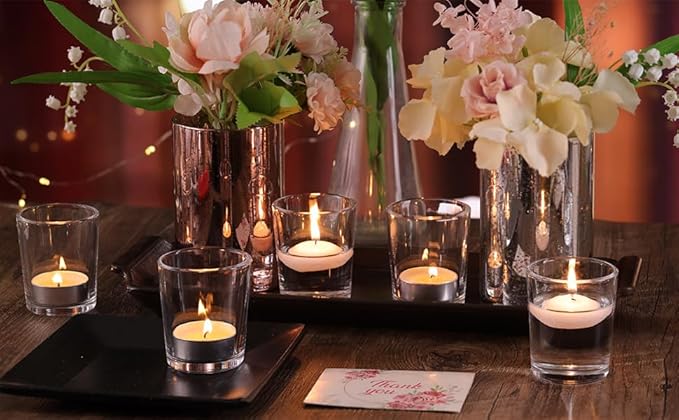 36Pcs Clear Tealight Candle Holder with 36pcs Tea Light Candles, Votive Candle Holders Glass with 4.5 Hour Long Burning for Table Centerpiece, Wedding Decor, Propose Party Home Decor