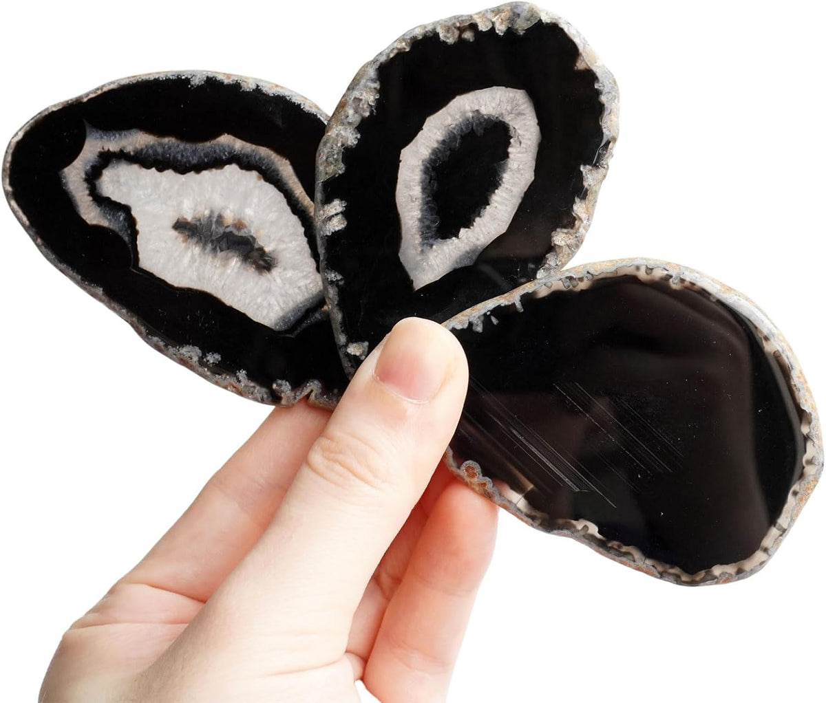black agate slices for table place cards |, close-up detail
