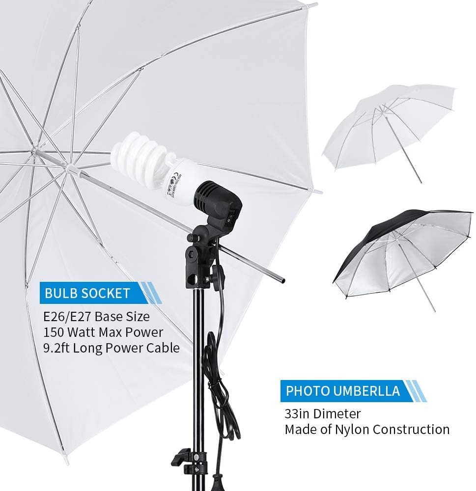 Photo Lighting Kit, 2M x 3M/6.6ft x 9.8ft Background Support System and 900W ...