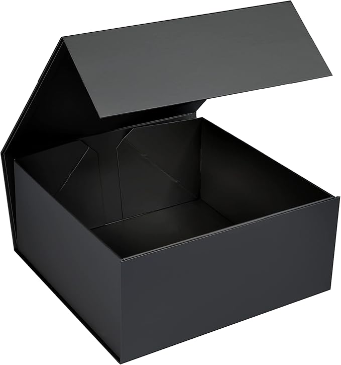 CECOBOX - Gift Boxes with Lids for Presents 6"x6"x2.75" - Matte, Collapsible Magnetic Closure Gift Box - Groomsmen & Bridesmaid Proposal Boxes, Wedding, PR, Birthdays, Holidays (Black)