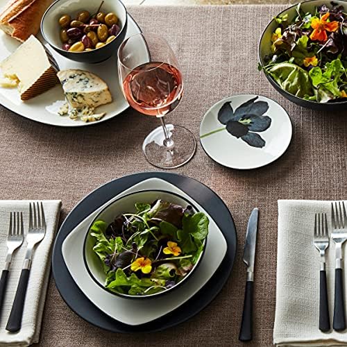 Noritake Colorwave Floral Appetizer Plates, Graphite Black, Set of 4