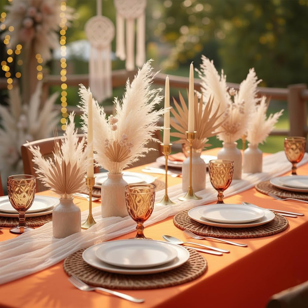 HolidayIdeas 4-Pack 6ft Rust 3-Sided Fitted Tablecloth for Fall