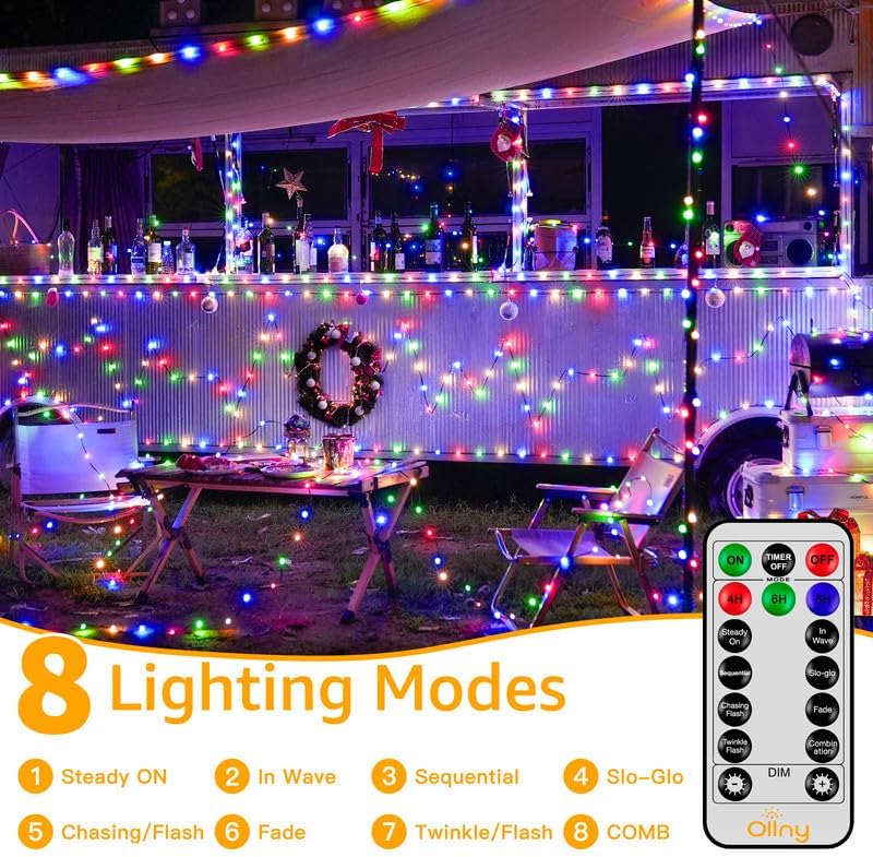 ollny 393ft 1200led outdoor christmas lights with remote showing dimensions
