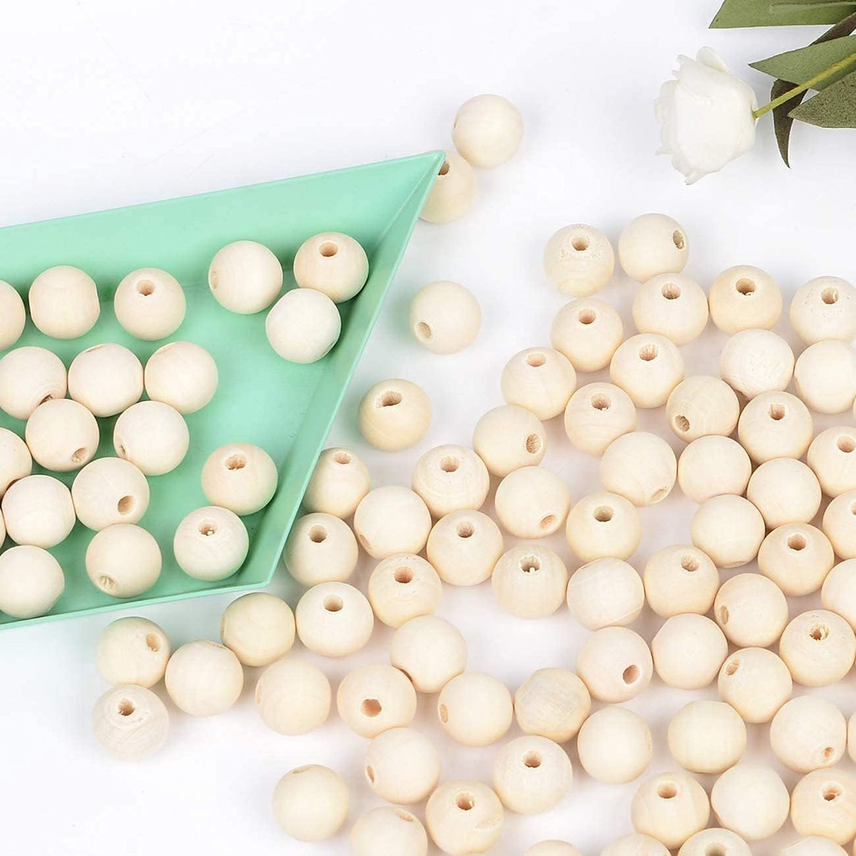 20mm wood beads natural unfinished round wooden loose, side view