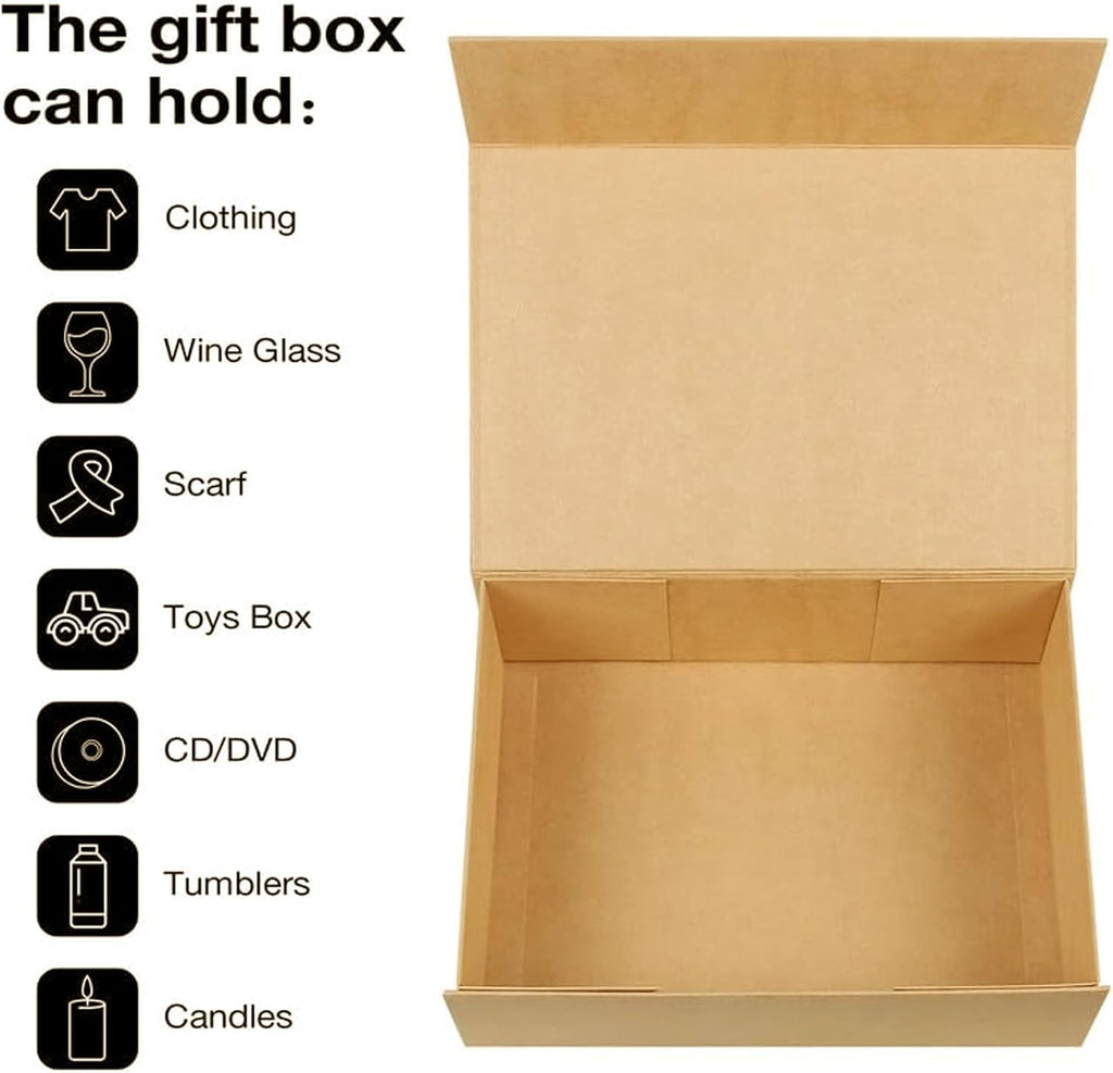rayofsun brown gift box with magnetic lids for showing dimensions