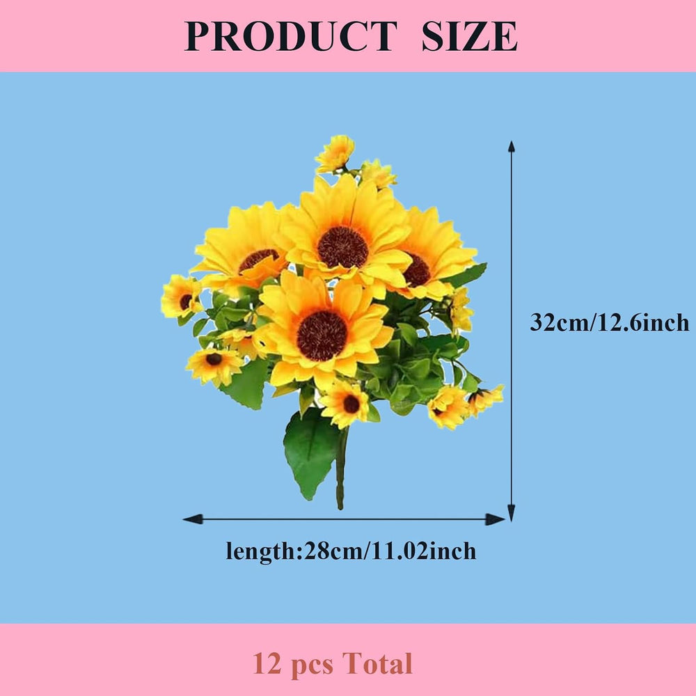 12 Pack Sunflower Artificial Flowers Artificial Sunflower Bouquets Silk Sunfl...
