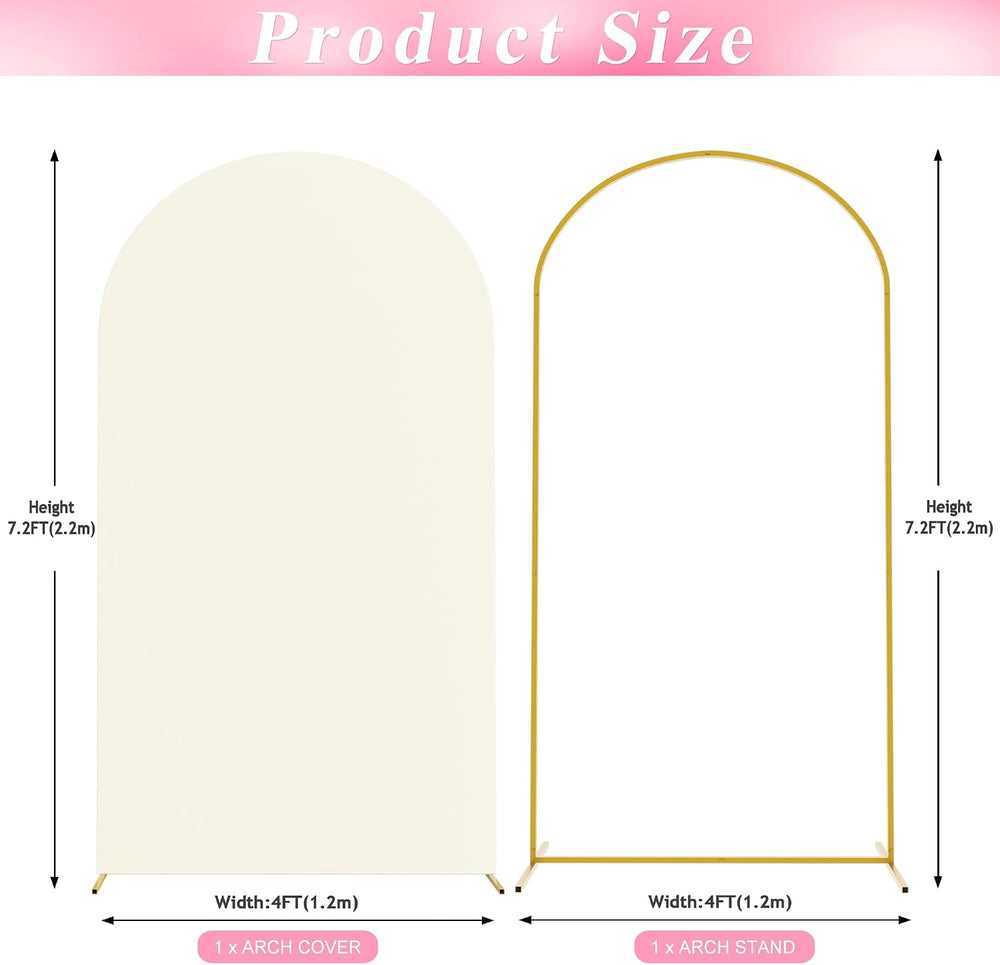 7.2FT Arch Backdrop Stand and Cover Set,Arch Stand with Ivory Cover