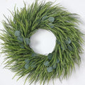 26" Artificial Eucalyptus with Fake Saw Grass Wreath for Front Door Decor