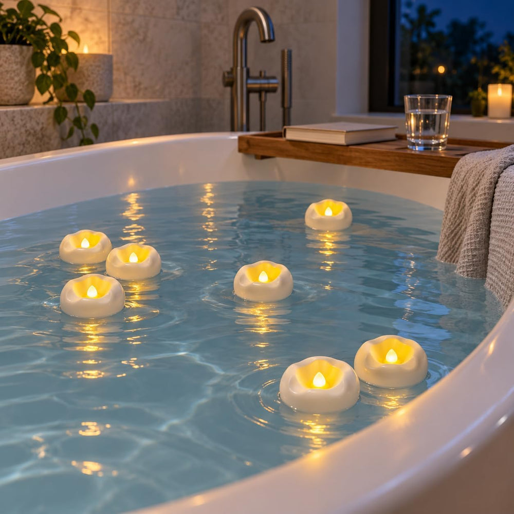 36 x 2”Floating Candle, 200 Hour Water Activated Warm White Battery Powered F...