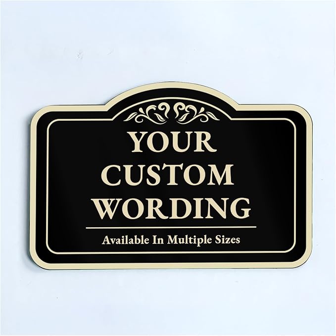 Custom Decorative Outdoor Metal Sign - Personalized Aluminum Driveway Sign, Waterproof, Made in USA - Design 1 Black Charcoal 24x18 In