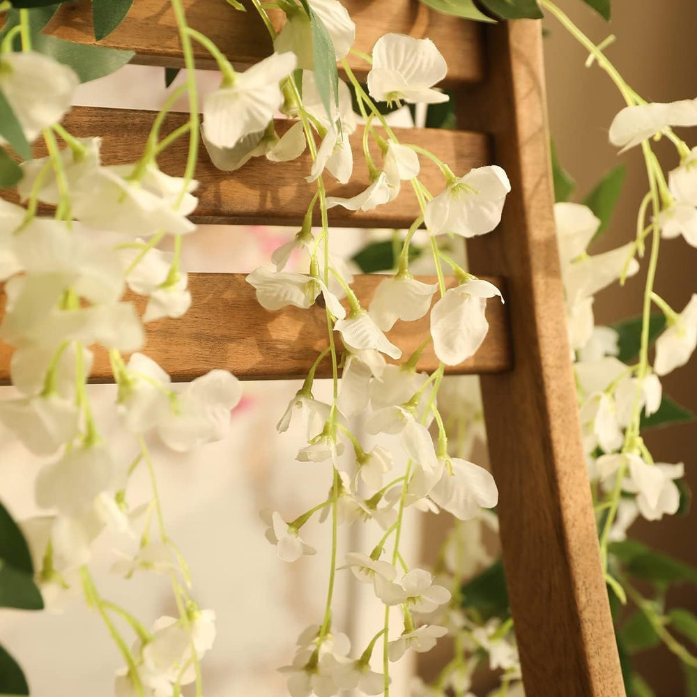 Artificial Wisteria Garland 3Pcs 7.2Ft/Piece White Wisteria Hanging Flowers