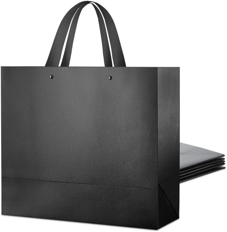 PACKHOME 6 Extra Large Black Gift Bags with Handles 17.5x6x16in