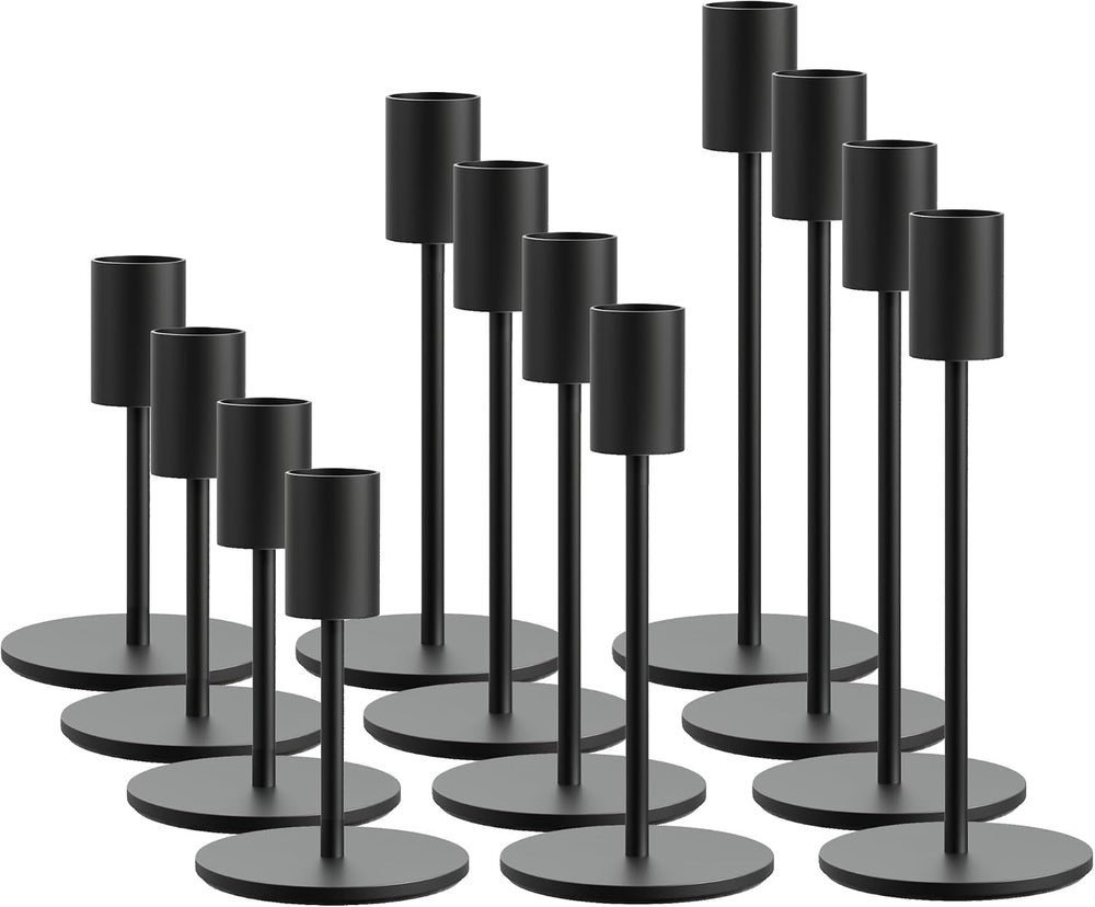 12 Pcs Black Taper Candle Holder Bulks, FSyueyun Candle Stick Holder Decor
