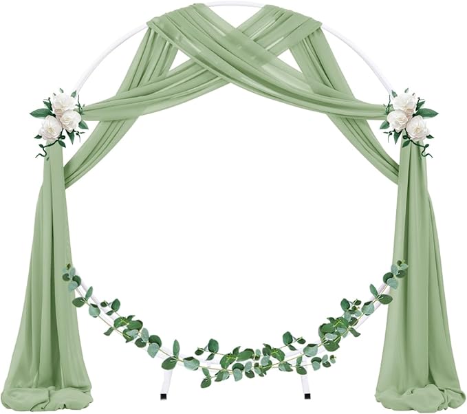 Socomi Wedding Arch Draping Fabric 3 Panels 29" x 19Ft Sage Green Sheer Chiffon Curtain Drapes 6 Yards for Wedding Ceremony Birthday Party Decoration