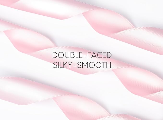 Valentines Pink Satin Ribbon 7/8 Inch x 50 Yards Double-Faced Ribbons for Flower Bouquet Gift Wrapping Party Decor Wedding Invitation DIY Craft