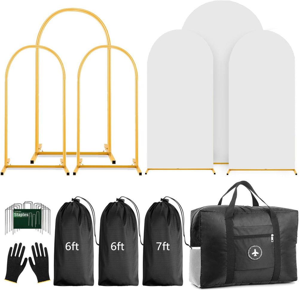 Arch Backdrop Stand Set with Cover (7.2ft,6ft x 2) Arched Frame Stand and Spa...