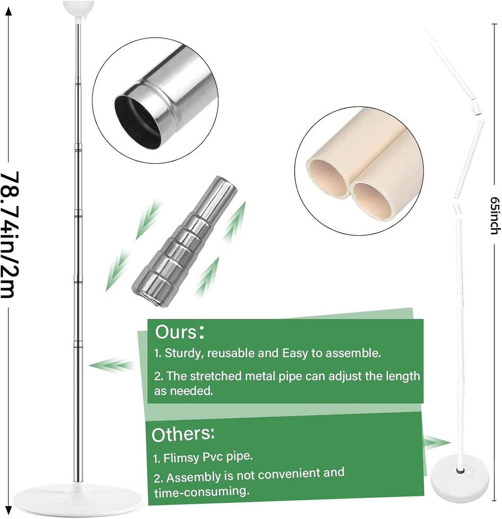 2 Sets Adjustable Balloon Column Stand Kit with Bases（Sage Green Pink Gold）