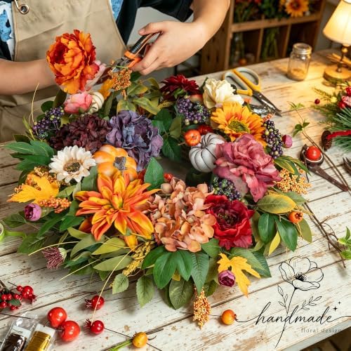 24 Inch Fall Wreaths for Front Door, Autumn Harvest Wreath, Porch Decor