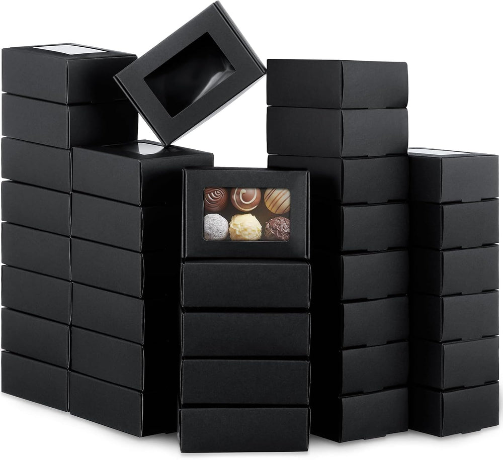 Zonon 500 Pcs Small Gift Boxes with Clear Window, Black