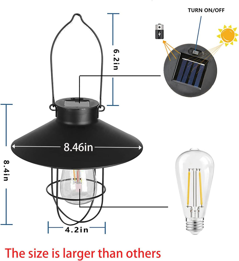 pearlstar Solar Lantern Outdoor Hanging Light Metal Solar Lamp with Warm Whit...