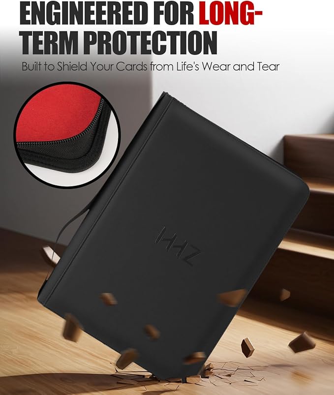 16-Pocket Card Binder - Card Binder Holds 832 Cards with Durable PU Leather & Side Loading for Baseball, Sport, MTG, TCG, PKM, Game Cards, Regular Cards Binder Double Sided Pocket Collector Album