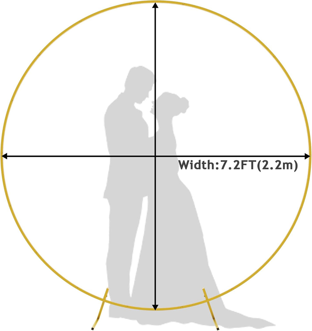 Round Backdrop Stand 7.2FT Gold Metal Circle Balloon Arch Frame