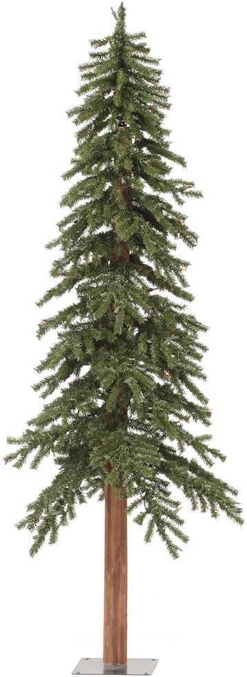 Vickerman 6' Natural Alpine Unlit Christmas Tree - Traditional Deep Green - 657 PVC Tips - Flat Metal Stand - Seasonal Indoor Home Decor - Unlit Alpine Tree