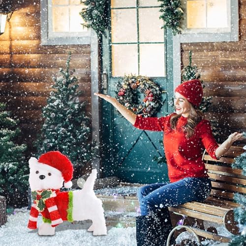 Bshine Lighted Christmas Dog Decor, Pre Lit LED Holiday Display