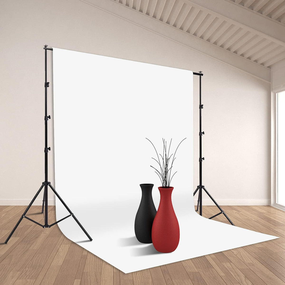 hyj-inc photo background support system with 8.5 x on a desk or shelf
