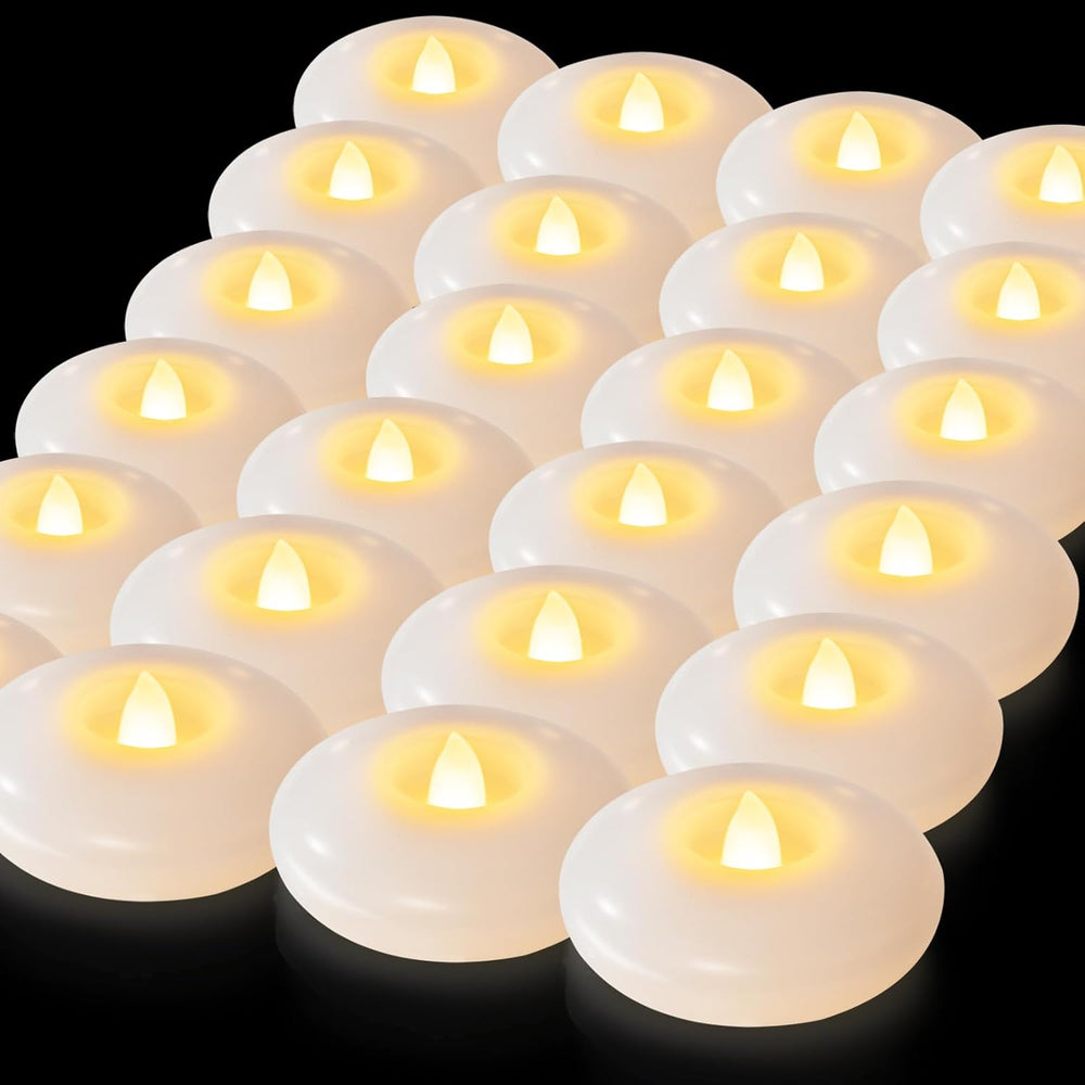 3" Flameless LED Floating Candles, White Waterproof Tealights, 48Pack