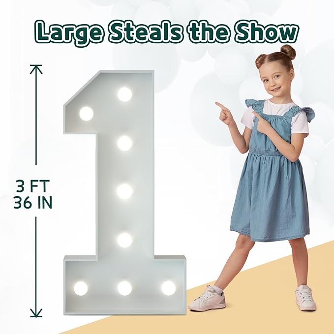 Marquee Numbers 3 Feet Tall Big Light Up Numbers 80th Birthday Decorations Women Men White Anniversary Party Decor Large Cardboard Prop Backdrop Sign 80